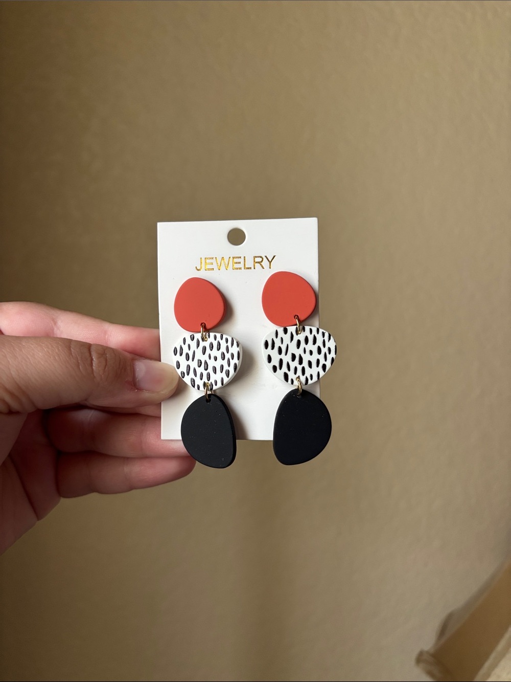 Orange, Black & Speckled Drop Earrings